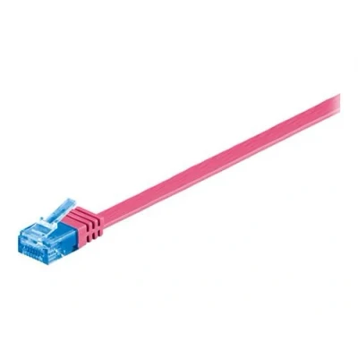 Image de goobay Cordon de raccordement RJ 45 (M) pour 2 m UTP CAT 6a moulé, plat magenta
