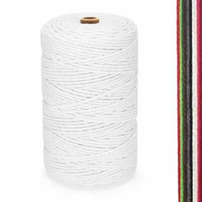 Afbeelding van Macramé katoengaren, 2 mm x 300 m, knutselgaren, wit (2 mm)