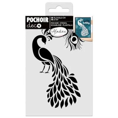 Afbeelding van Aladine Stencil 15x10cm Peacock (81266)