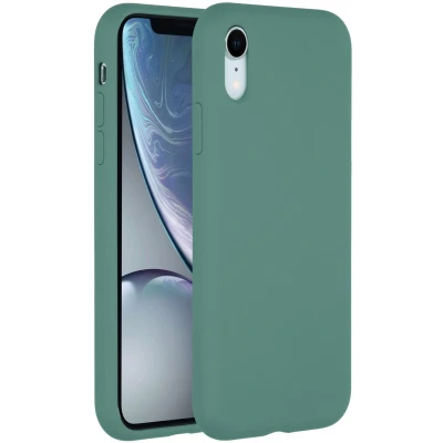 Afbeelding van Accezz Hoesje Geschikt voor iPhone Xr Siliconen Liquid Silicone Backcover Donkergroen