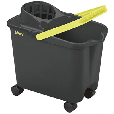 Afbeelding van Mery 0325.32 Draaibare bezem emmer met groot afdruiprek maximale sterkte grijs inhoud 14 liter polypropyleen 25,5 x 39 36,5 cm