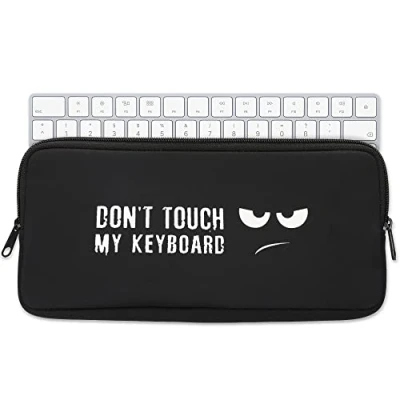 Afbeelding van kwmobile Toetsenbordhoes geschikt voor Logitech K380 Neopreen Beschermhoes Hoesje toetsenbord Raak mijn niet aan Wit Zwart