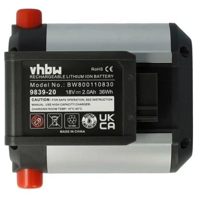 Afbeelding van vhbw accu compatibel met Gardena EasyCut Li 18/50 heggenschaar, ComfortCut &amp; 18/60 vervanging voor BLi 18, 9840 20, 9839 20 (Li Ion, 2000 mAh, 18 V)