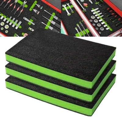 Afbeelding van Precision Defined Gereedschapskist inzetstukken van polyethyleenschuim, zwart/groen, 45,7 x 30,4 5 cm, 3 stuks