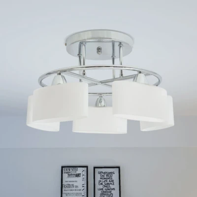 Afbeelding van Plafondlamp met ellipsvormige glazen kappen 5xE14 200W