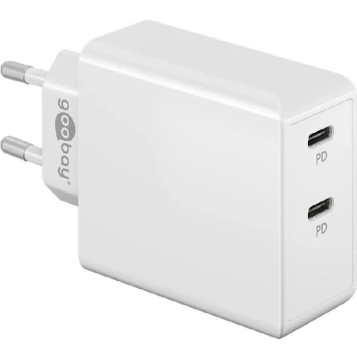 Afbeelding van USB C snellader Goobay 2 poorten (USB C, 36W, Power Delivery, Wit)