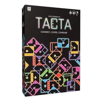 Afbeelding van USAOPOLY Tacta Kaartspel, snel strategisch feestspel voor alle leeftijden, verbinden, bedekken en veroveren om te winnen, uniek spel met luxe aluminium kaarten, 2 spelers meer, vanaf