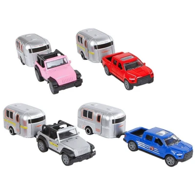 Afbeelding van 2 Play auto met caravan die cast pull back 16,5cm