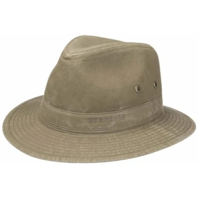 Afbeelding van Stetson Organic Cotton Traveller hoed voor heren, van biologisch katoen, reishoed met uv bescherming 40+, duurzaam zonnehoed lente/zomer, Khaki (stad)
