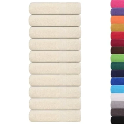 Afbeelding van vidaXL Badhanddoeken 10 st 100x150cm 360 g/m² 100% katoen crèmekleurig