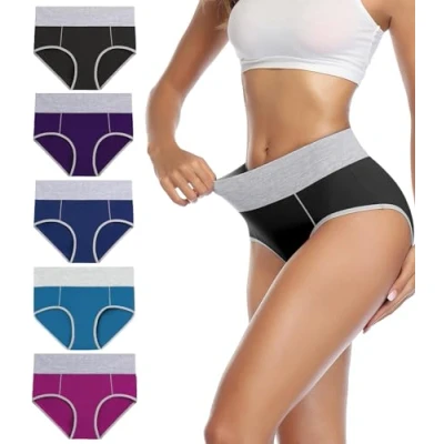 Afbeelding van wirarpa Set van meerdere damesslips met hoge taille katoen, Veelkleurig 5 62