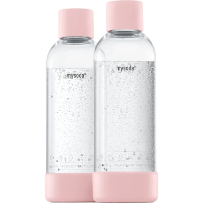 Afbeelding van Mysoda Set van 2 herbruikbare flessen 1 liter Light Pink Geschikt voor apparaten
