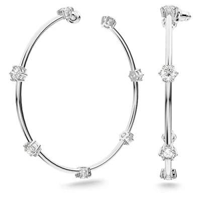 Afbeelding van Swarovski Constella Pierced Earrings HOOP Shiny Oorbellen silvercoloured, Dames, Maat: One Size, Silver coloured
