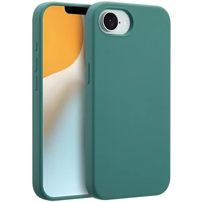 Afbeelding van Accezz Hoesje geschikt voor iPhone 16e Liquid Silicone Backcover MagSafe Donkergroen