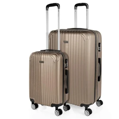 Afbeelding van ITACA set van 3 trolley koffers, 50, 60 en 70 cm, ABS, uitbreidbaar, hard, stevig licht, telescopisch handvat 4 wielen, geïntegreerd slot, voordelig, Champagne