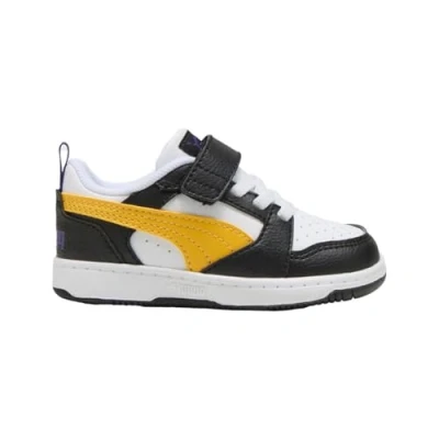 Afbeelding van Puma Rebound Sneakers laag voor kinderen, Maat: 20, Black yellow sizzle white Hoogwaardig imitatieleer