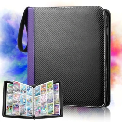 Afbeelding van GIBOHOM Magic Kaartenmap, 900 hoesjes, kaartenalbum, 50 pagina&#039;s, One Piece Card Game, kaartenalbum voor verzamelkaartspellen (zwart) (bruin) (paars)