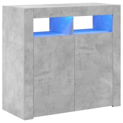 Afbeelding van vidaXL Dressoir met ledlampen, betongrijs, 80 x 35 75 cm