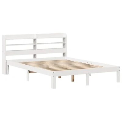 Afbeelding van vidaXL Bedframe met hoofdbord massief grenenhout wit 160x200 cm