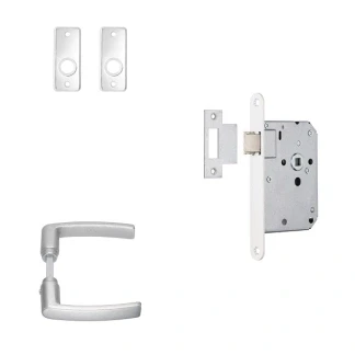 Afbeelding van Deurbeslag set AXA Edge (Deurklinken met kortschild, Loopslot, Aluminium)