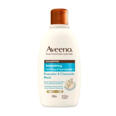 Afbeelding van Aveeno Kalmerende gladmakende shampoo met rozenwater en kamille voor kroeshaar, 300 ml