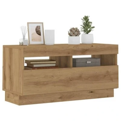 Afbeelding van vidaXL Tv meubel met LED 80x35x40 cm bewerkt hout artisanaal eiken
