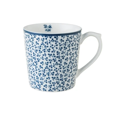 Afbeelding van Laura Ashley Blauw Floris Set 4 Mugs 0,35l Wit Porselein