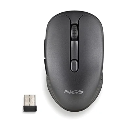 Image de NGS Evo Souris rechargeable pour droitiers optique 6 boutons sans fil 2.4 GHz récepteur USB noir rouille boîte de suspension