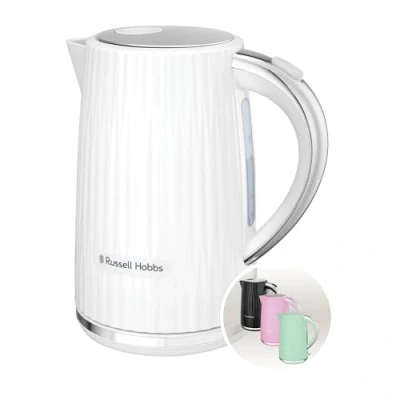 Afbeelding van Russell Hobbs Eden 27360 70 waterkoker (voor warm water, thee of koffie, 1,7 l, dekselopening met één druk op de knop, afneembaar kalkfilter, lichtschakelaar, accenten in