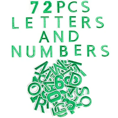 Afbeelding van Harsgs 72 stuks letters A tot Z cijfers 0 9 geborduurde patches opstrijkbaar voor kleding hoeden jeans DIY accessoires groen