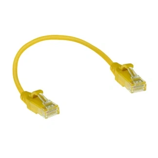 Afbeelding van ACT DC9830 LSZH U/UTP CAT6 Datacenter Slimline Patchkabel Snagless RJ45 Connectoren Geel 15 cm