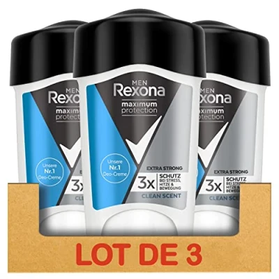 Afbeelding van REXONA MEN Clean Scent Deodorant voor heren, anti transpirant stick, 3 x effectiever tegen zweet, 96 uur bescherming, 45 ml