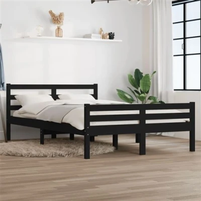Afbeelding van Bedframe massief hout zwart 120x200 cm