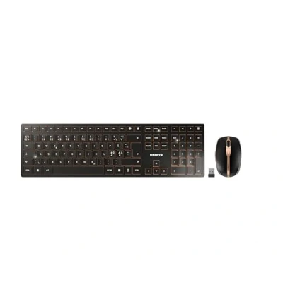 Afbeelding van CHERRY DW 9100 SLIM Toetsenbord en muis set draadloos 2.4 GHz, Bluetooth 4.2 pan Scandinavisch zwart/brons