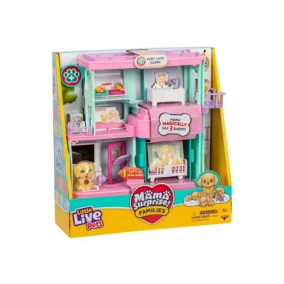 Afbeelding van Little Live Pets Mama Surprise Families Babykliniekset, 3 puppy&#039;s, retriever, magisch, dubbelzijdig, 27,8 cm breed, 23,8 hoog), eten, bad en spel, cadeau voor kinderen
