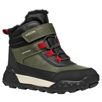 Afbeelding van Geox Trekkyup ABX Veterboots voor kinderen, Maat: 32, Dk green black c Imitatieleer/ textiel