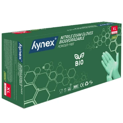 Afbeelding van Hynex Biodegradable Nitril Handschoenen Groen Maat XL 100 Stuks Poedervrij Wegwerphandschoenen