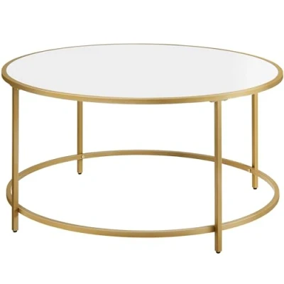 Afbeelding van Ronde Salontafel met Gouden Metalen Frame