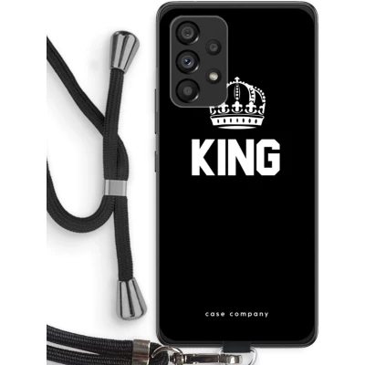 Afbeelding van Case Company® hoesje met Koord geschikt voor Samsung Galaxy A53 5G King Zwart Telefoonhoesje Bescherming aan alle Kanten en Over de Schermrand