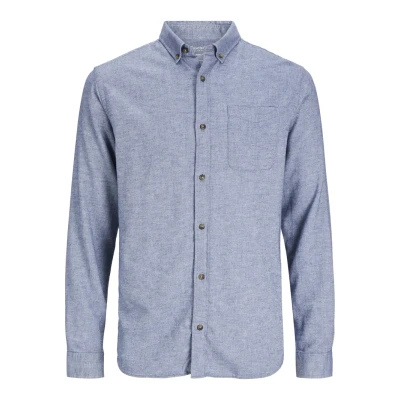 Afbeelding van JACK&amp;JONES JJECLASSIC MELANGE SHIRT LS SN Heren Overhemd Maat S