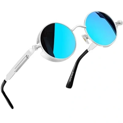 Afbeelding van Joopin Zonnebril voor dames en heren, rond, gepolariseerd, met metalen frame, retrostijl, klassiek, hippie steampunk