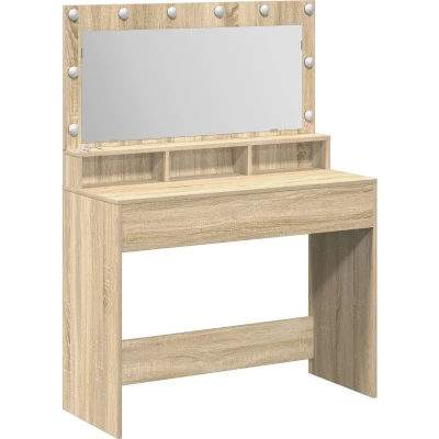 Afbeelding van vidaXL Sonoma eik Spaanplaat 100 x 41 135 cm Spiegel Kaptafel