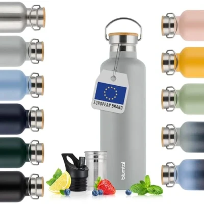 Afbeelding van Blumtal Thermosfles 1000 ml Dubbelwandige Drinkfles BPA Vrij Theefles Thermos Grijs