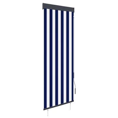 Afbeelding van Rolgordijn voor buiten 60x250 cm blauw en wit