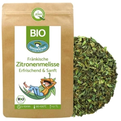 Afbeelding van Biologische citroenmelisse 120 g bosbessen thee Peppermintman