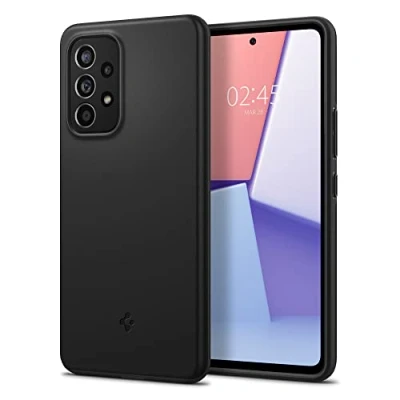 Image de Spigen Thin Fit Coque de protection pour téléphone portable polyuréthanne thermoplastique (TPU) noir Samsung Galaxy A53 5G