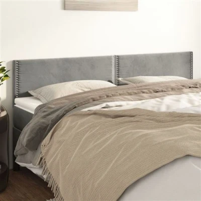 Afbeelding van Hoofdborden 2 st 90x5x78/88 cm fluweel lichtgrijs