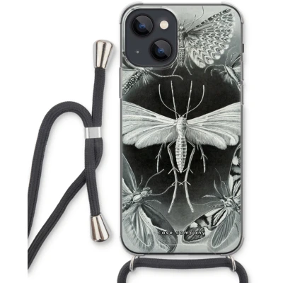 Afbeelding van Case Company® hoesje met Koord geschikt voor iPhone 13 Haeckel Tineida Telefoonhoesje Zwart Extra Bescherming aan alle Kanten en Over de Schermrand