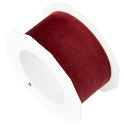 Afbeelding van C.E. Pattberg SHEER robijnrood glinsterend organza lint, rol 25 m, breedte 40 mm, accessoires voor decoratie en knutselen, decoratielint geschenken feesttafel