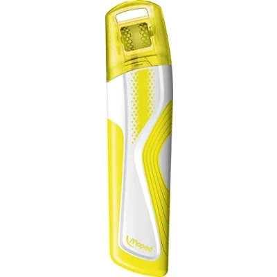 Afbeelding van Maped 1 Fluo Peps Roller markeerstift voor school en professioneel gebruik, met zwenkwielen, innovatieve stempel, droogt niet zonder vlekken alle inkten, geel